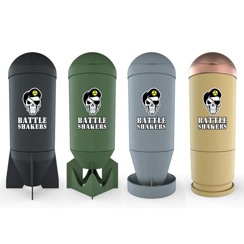 Battle Shakers أدوات معركة شايكر | أكواب شايكر ذات طابع عسكري | صاروخ، قنبلة، طوربيد، رصاصة | زجاجة شايكر مع حجرة تخزين | زجاجات شايكر بروتين | 20 أونصة - Image 1